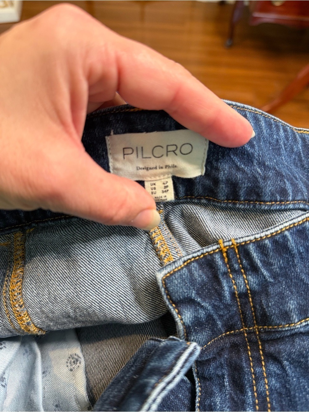 Pilcro Anthropologie Dark Wash Fluted Denim Maxi Skirt Petite 2P - Picture 7 of 7